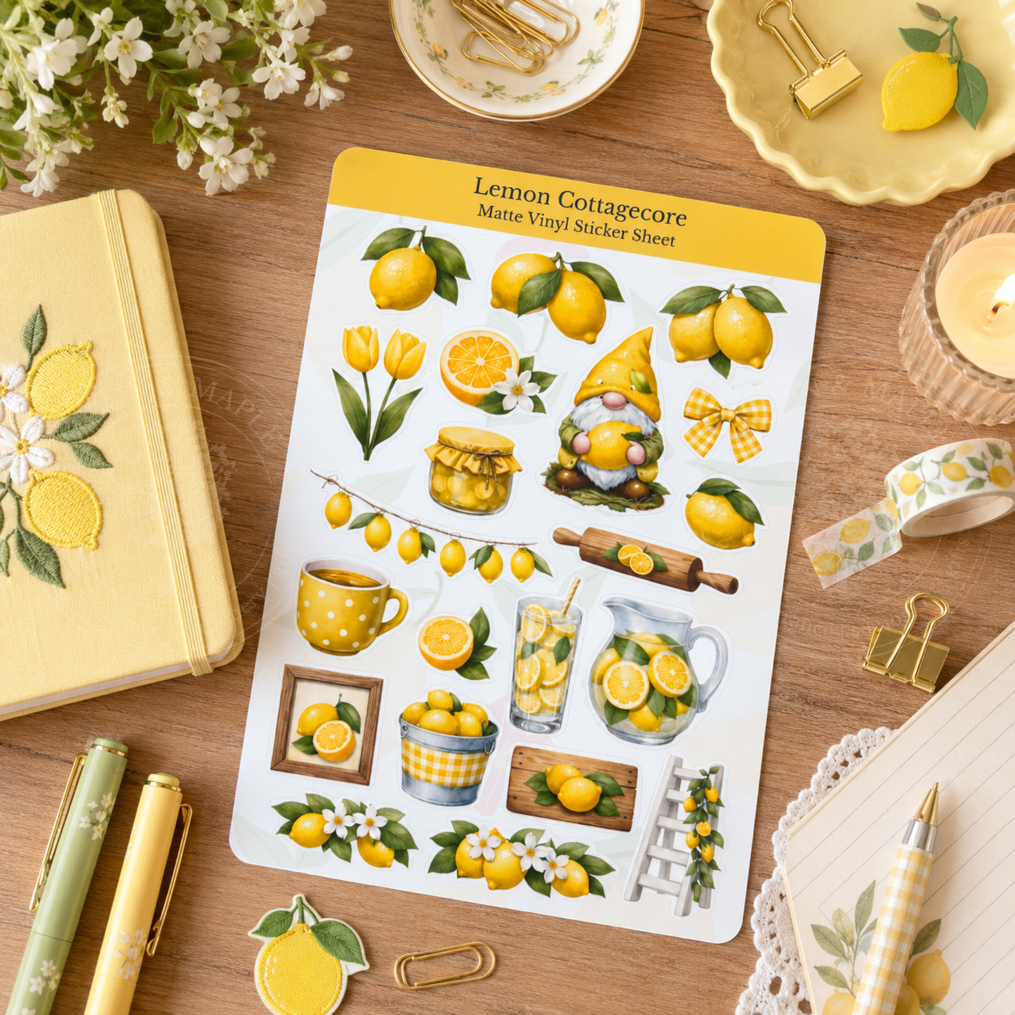 Lemon Cottagecore Matte Vinyl Sticker Sheet