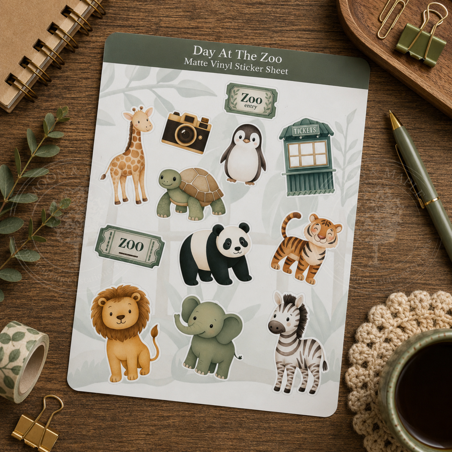 Day At The Zoo Matte Vinyl Sticker Sheet
