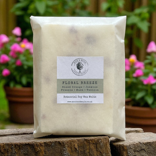 Packaged product labeled 'Floral Breeze' with a garden background
