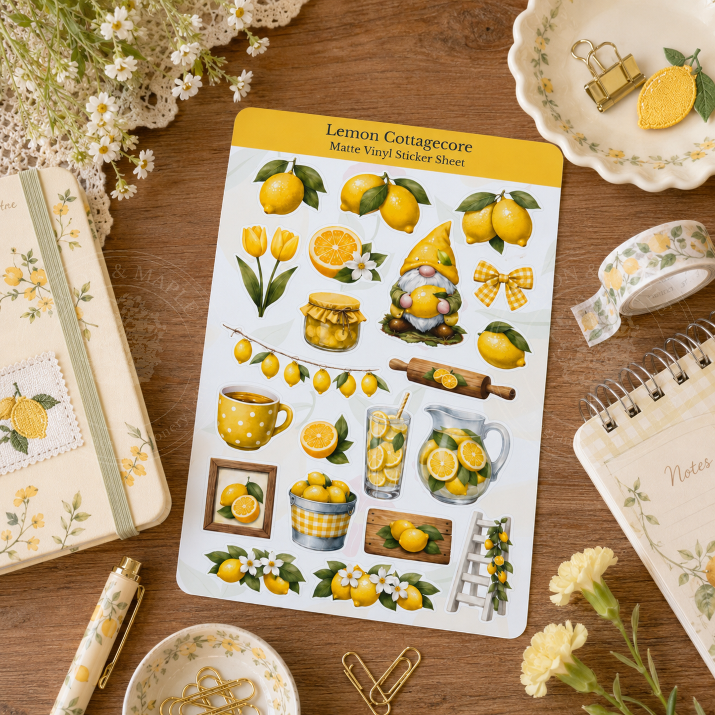 Lemon Cottagecore Matte Vinyl Sticker Sheet