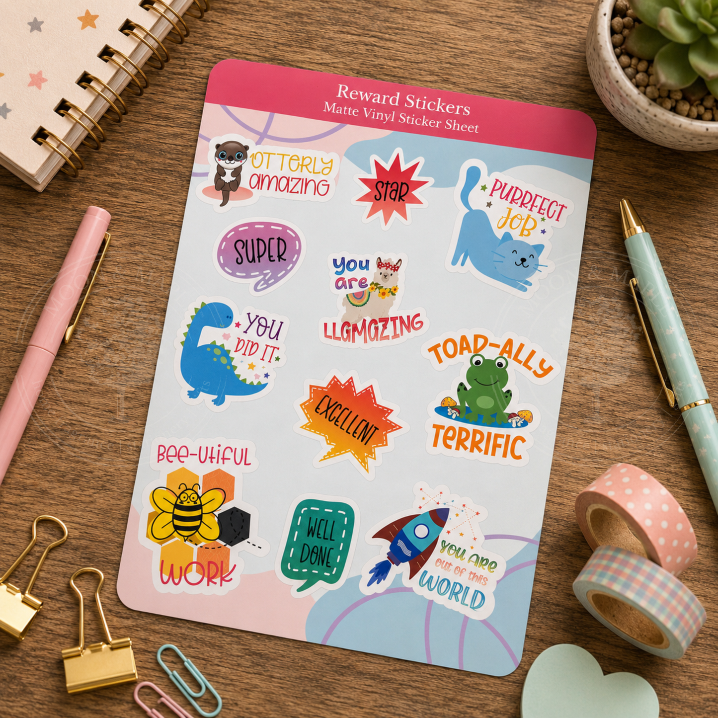 Reward Stickers Matte Vinyl Sticker Sheet